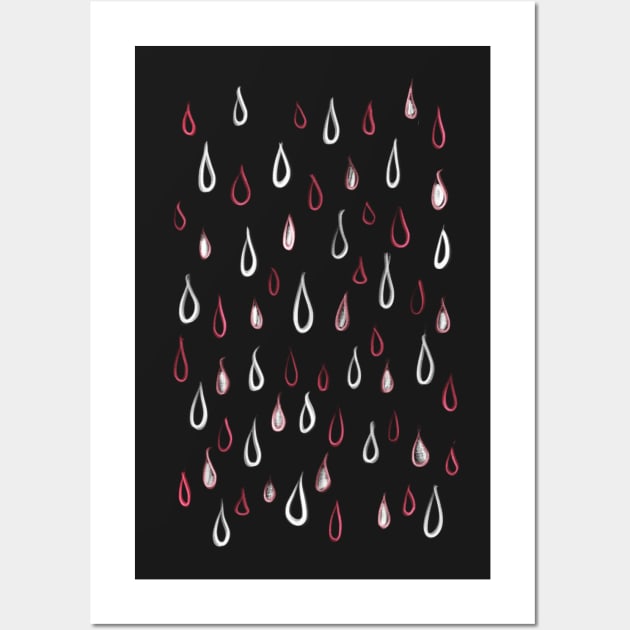 Dark White And Red Raindrops Pattern Wall Art by Boriana Giormova